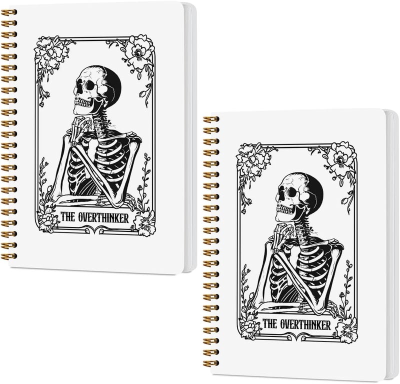 CQM 2 Pcs the Overthinker Goth Tarot Spiral Notebook Skull Gothic Tarot Cards Journaling Notebooks Gifts for Women Teacher Friend Teens College Ruled Notebook Journal, Classroom Office Supplies - Image 1